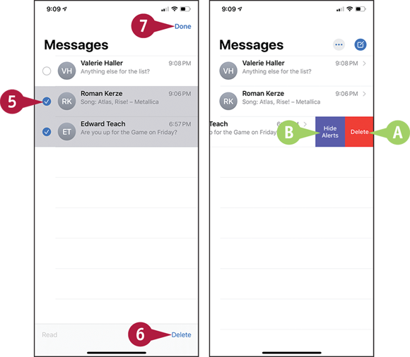 Screen captures depicting Managing Your Instant Messages with 5, 7 marked.