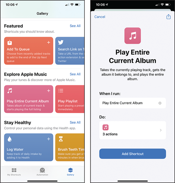 Screen captures depicting Adding Shortcuts to the My Shortcuts Screen.