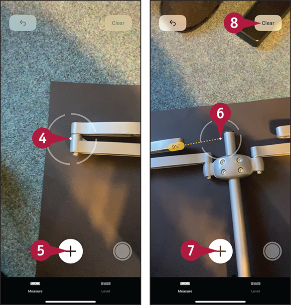 Screen captures depicting Opening the Measure App and Measuring Distances.