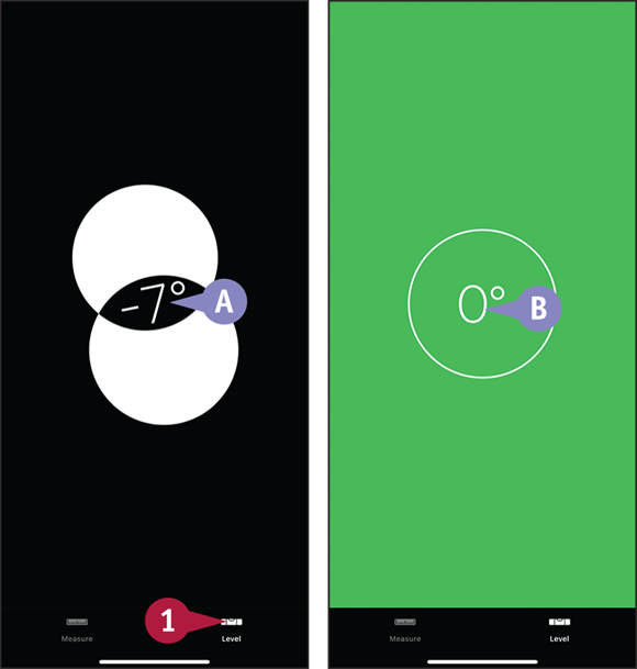 Screen captures depicting Using the Level Feature.