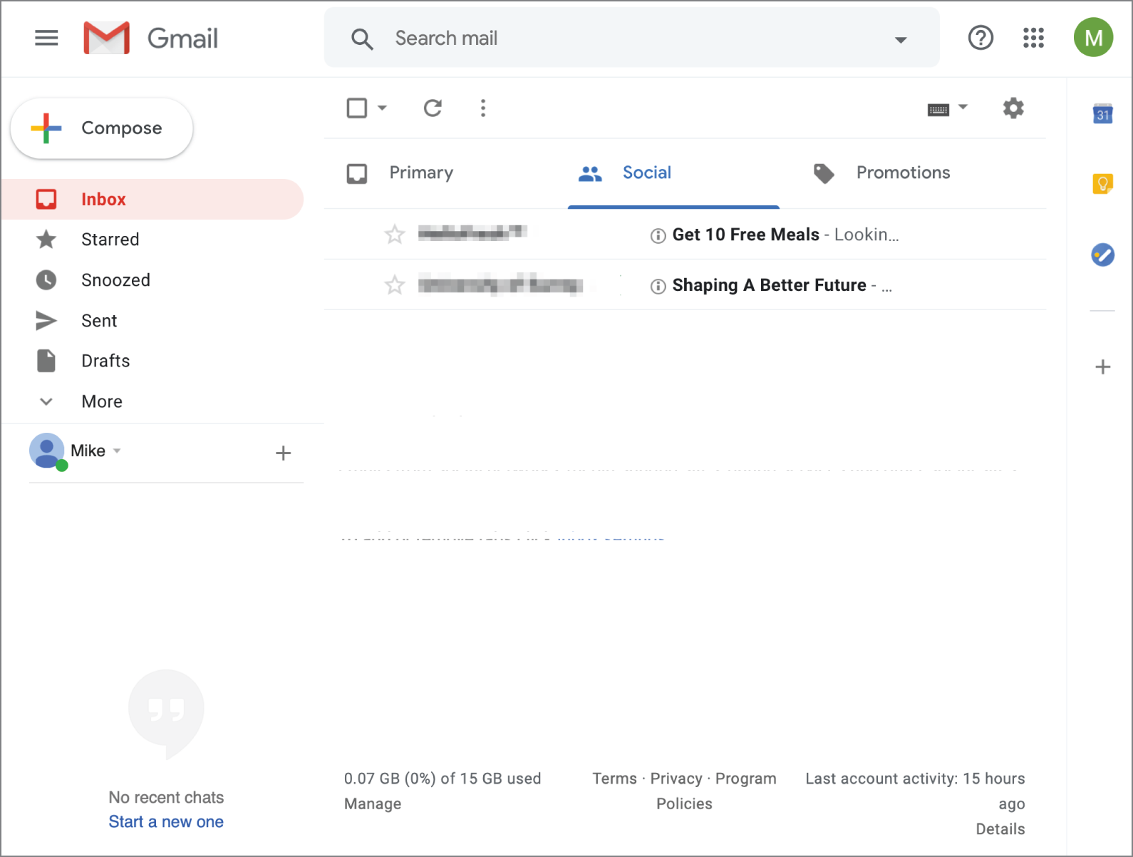 Snapshot of Google's Gmail which is an example of SaaS computing.