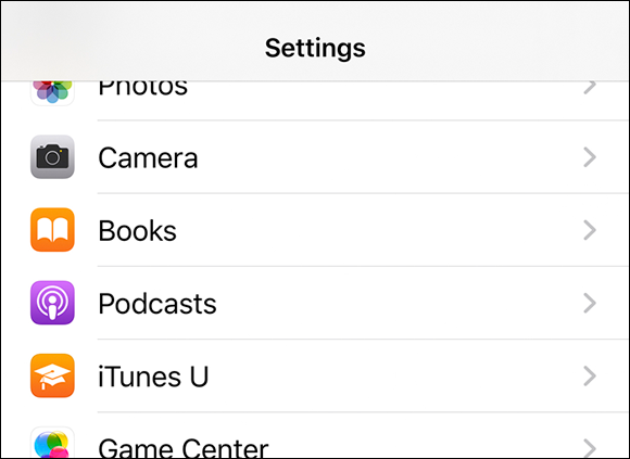 Snapshot of turning on the camera icon within the iPhone’s settings app.