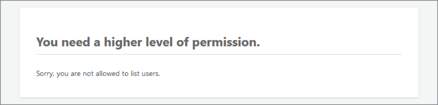 Illustration displaying a message of insufficient privileges when trying to visit a WordPress admin page while logged in as a non-administrator.