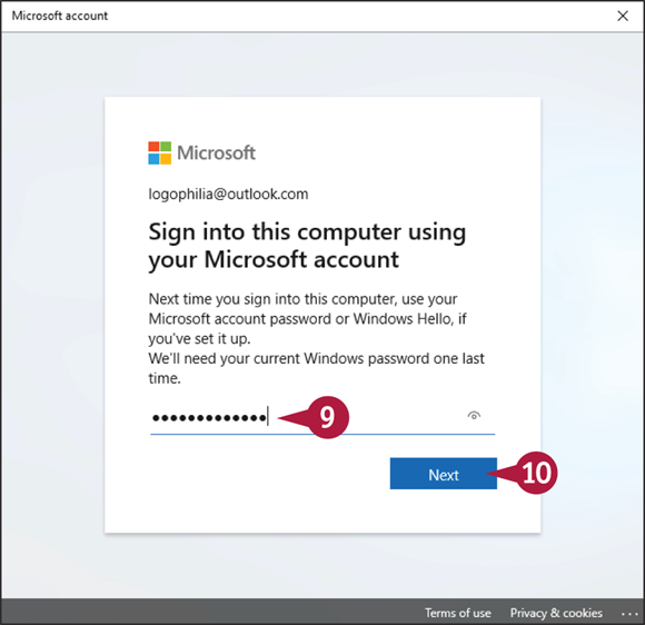 Snapshot of Windows asking for the current account password for verification.