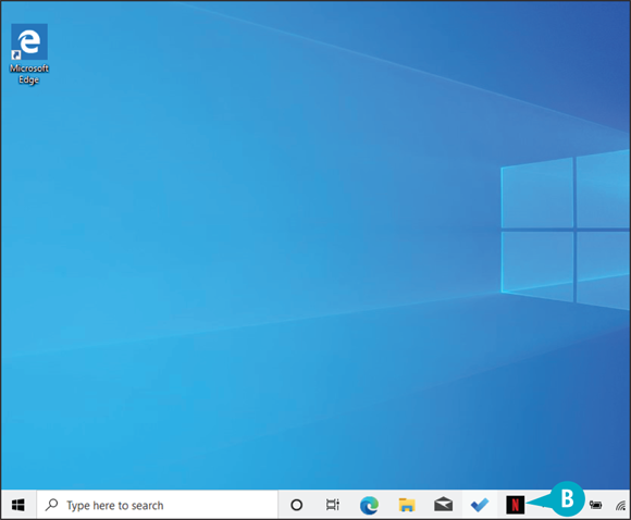 Snapshot of an icon for the app remains on the taskbar.