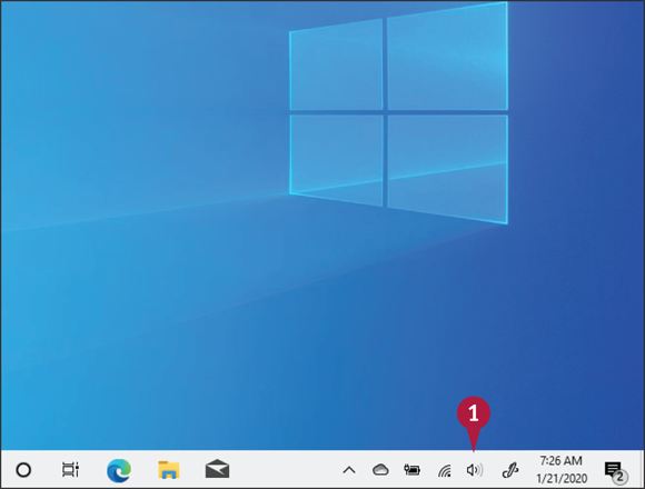 Snapshot of clicking volume icon in the taskbar.