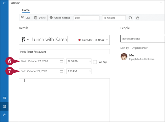 Snapshot of using the Start controls to select the correct start time and End controls to select the correct end time.