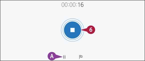 Snapshot of using pause or stop option to pause or stop the recording.