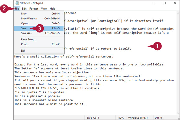 Snapshot of selecting save option from the File menu.