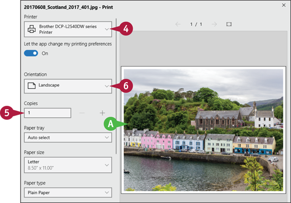 Snapshot of the print pane in which the number of copies are to be chosen and the button print is to be clicked.