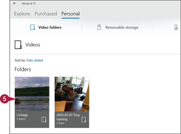 Snapshot of clicking a video folder that contains one or more folders.