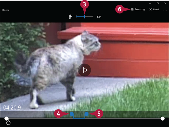 Snapshot of opening of the video in the Slo-Mo window by clicking and dragging the select speed slider.