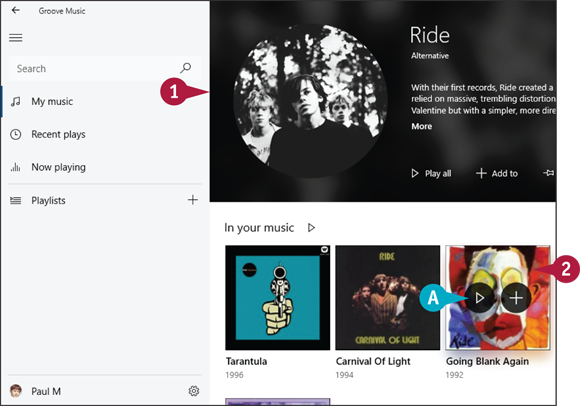 Snapshot of displaying the music using groove music app by clicking the item that contains the music.