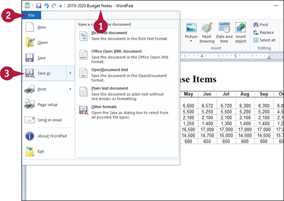 Snapshot of making of a copy of a document by choosing save as option from the file menu.