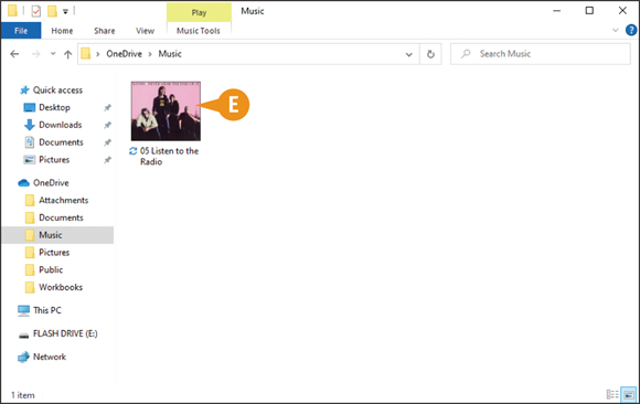 Snapshot of the OneDrive page with the copied file and the Syncing icon is indicated.