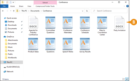 Snapshot of the file explorer that displays the contents of the compressed folder.