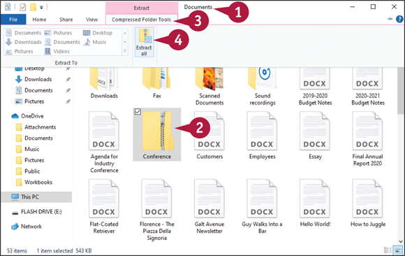 Snapshot of extracting the compressed folder files by clicking extract all from the compressed folder tools tab.