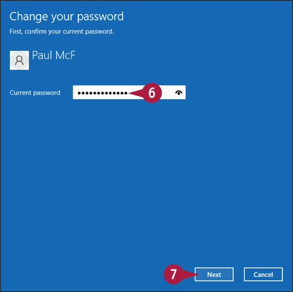 Snapshot of the change your password screen in which the current password is to be typed.