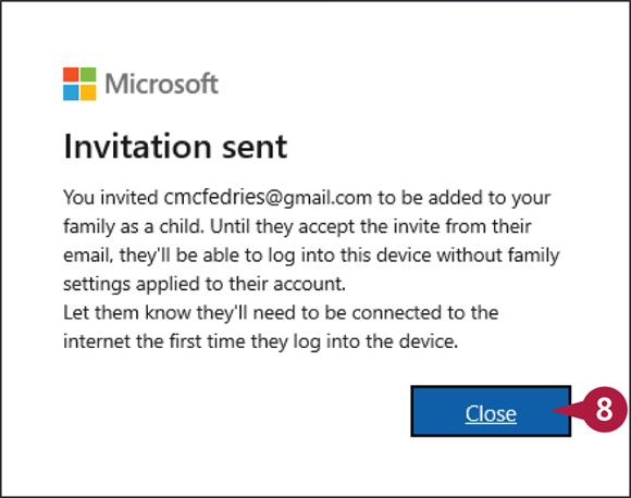 Snapshot of a message depicting the invitation being sent to the person who is added.