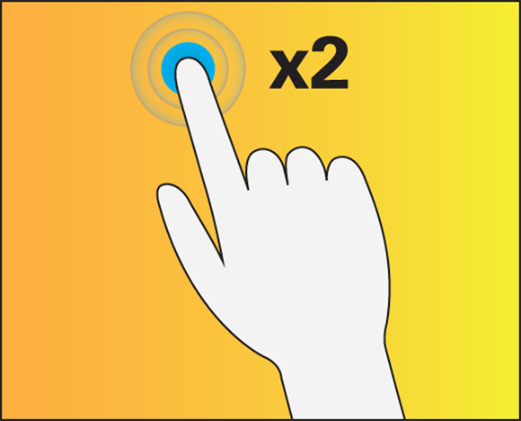 Schematic illustration of a hand gesture to explain double clicking by touching the screen two times.