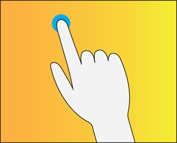 Schematic illustration of a hand gesture to describe tap and hold.