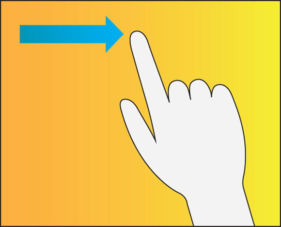 Schematic illustration of a hand gesture to describe sliding from left to write.