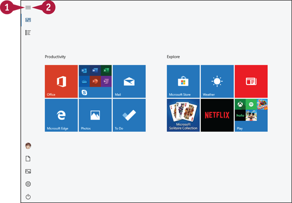 Snapshot of the home screen of windows.