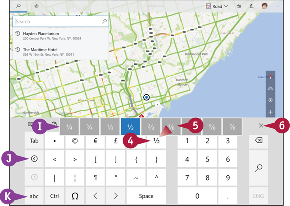 Snapshot of the keyboard in which more symbols are displayed and it can be accessed by pressing and holding a key.