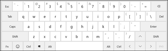 Snapshot of the standard keyboard layout.