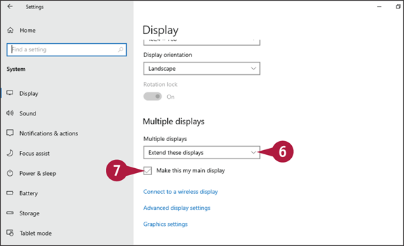 Snapshot of the page in which multiple displays and the extend these displays are indicated.