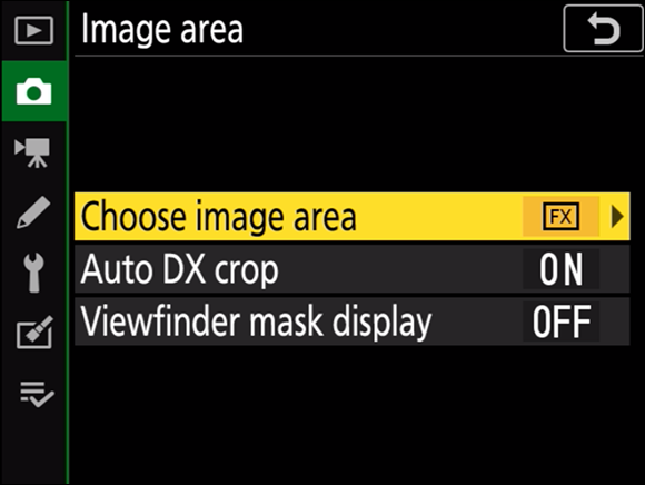 Illustration of the Image Area displaying three options with the Choose Image Area selected by default.