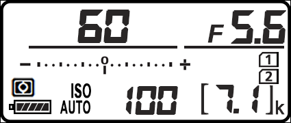 Illustration of the exposure indicator to monitor when the exposure is correct for the
lighting conditions, when the exposure level mark aligns with the center of the scale.