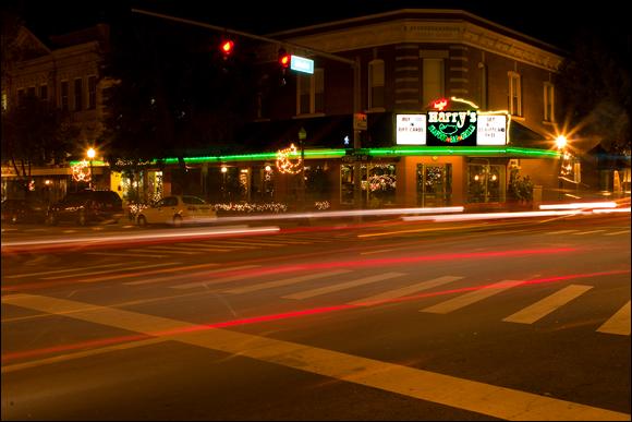 Photograph created when shooting a long exposure with the bulb or time shutter option,  a 15-second time exposure depicting the headlight and taillight trails.