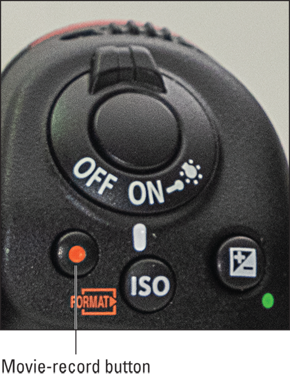 Image depicting the movie-record button, which when pressed the camera begins to record your video.