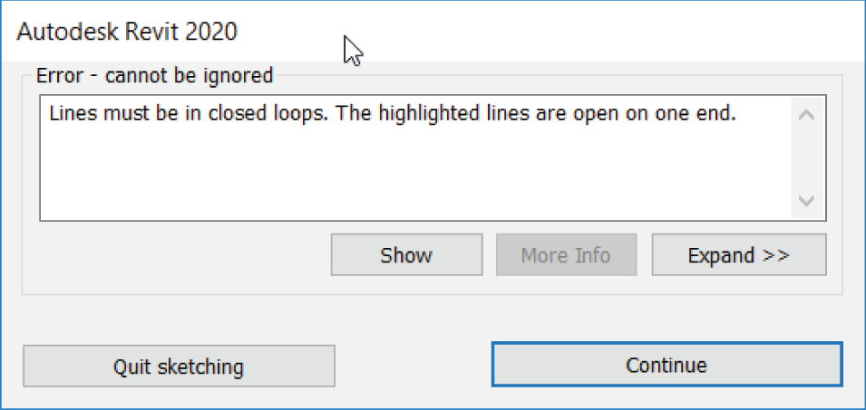 If you click Finish Edit Mode and Revit gives you a warning,
you must be sure you have no overlapping lines or
gaps in your sketch.