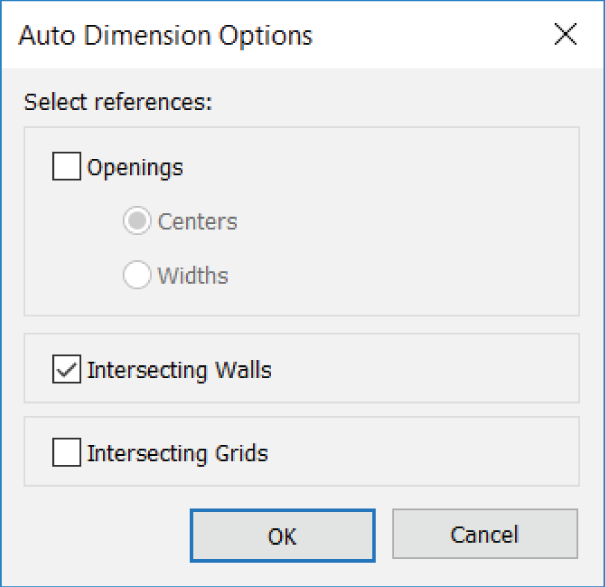 The Auto Dimension Options dialog box