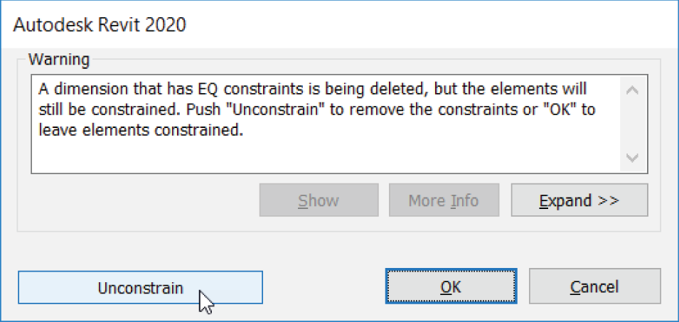 A Revit warning pertaining to the constraint of the walls