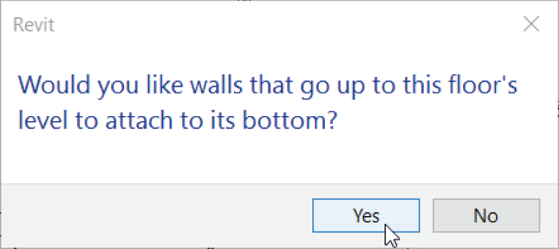 Click Yes to attach the walls to the floor's bottom.