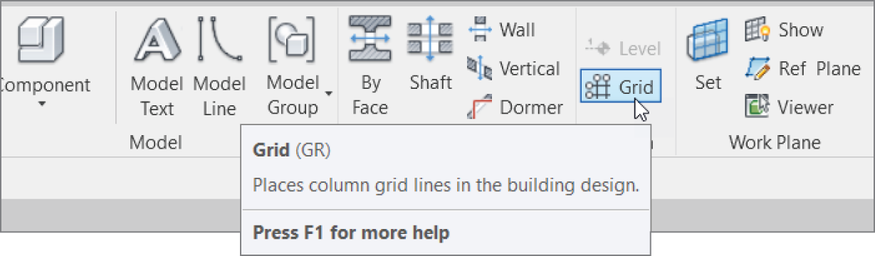 The Grid button on the Datum panel of the Structure tab