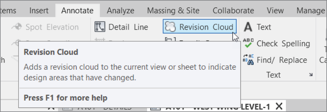 Finding the Revision Cloud button