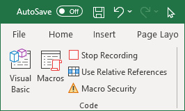 Figure 5.3 – The Stop Recording button in the Code group
