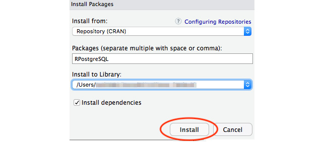 Figure 6.10: The Install Packages prompt in RStudio allows us to search for a package
