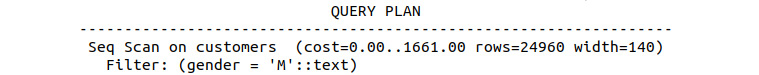Figure 8.17: Query plan of a sequential scan on the customers table
