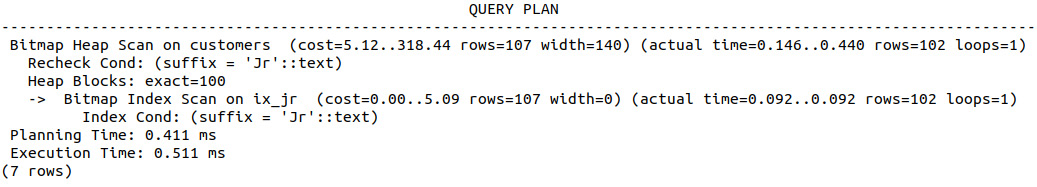 Figure 8.24: Query plan of the scan after creating an index on the suffix column
