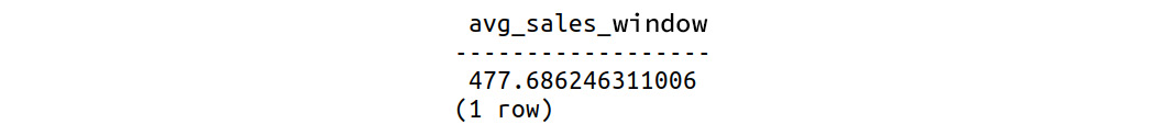 Figure 8.93: Output of average sales since the function call
