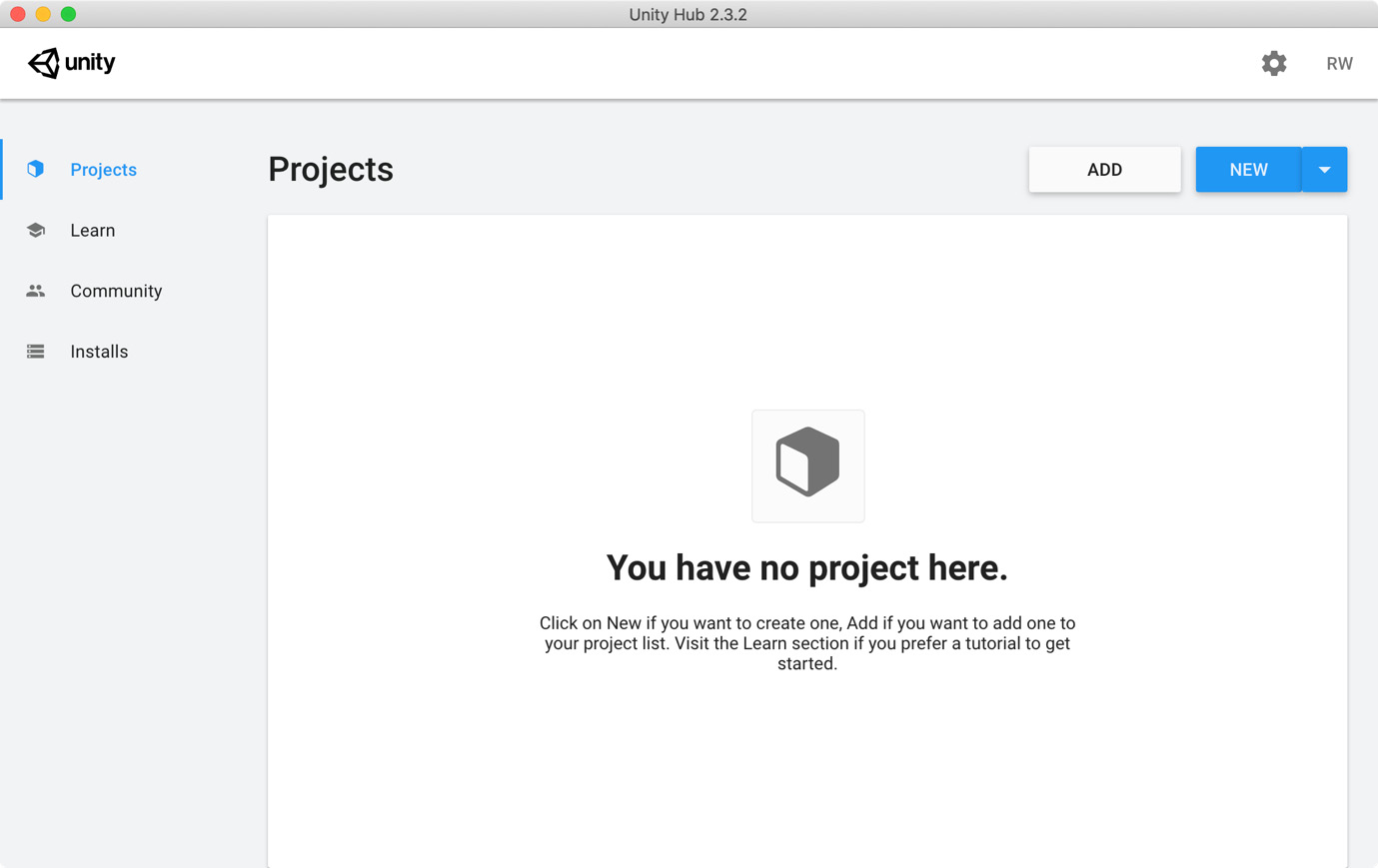 Figure 13.1 – Unity Hub Projects tab
