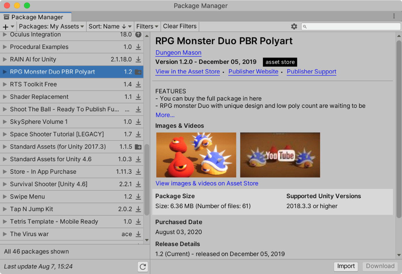 Figure 13.14 – Importing the Monster package
