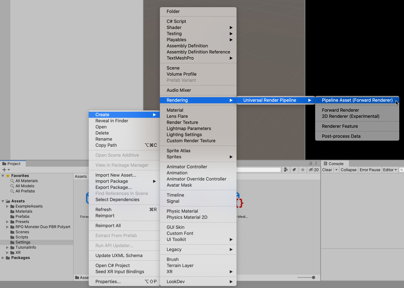 Figure 13.27 – Creating a URP asset
