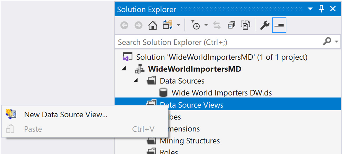 Figure 4.5 – Creating a new data source view
