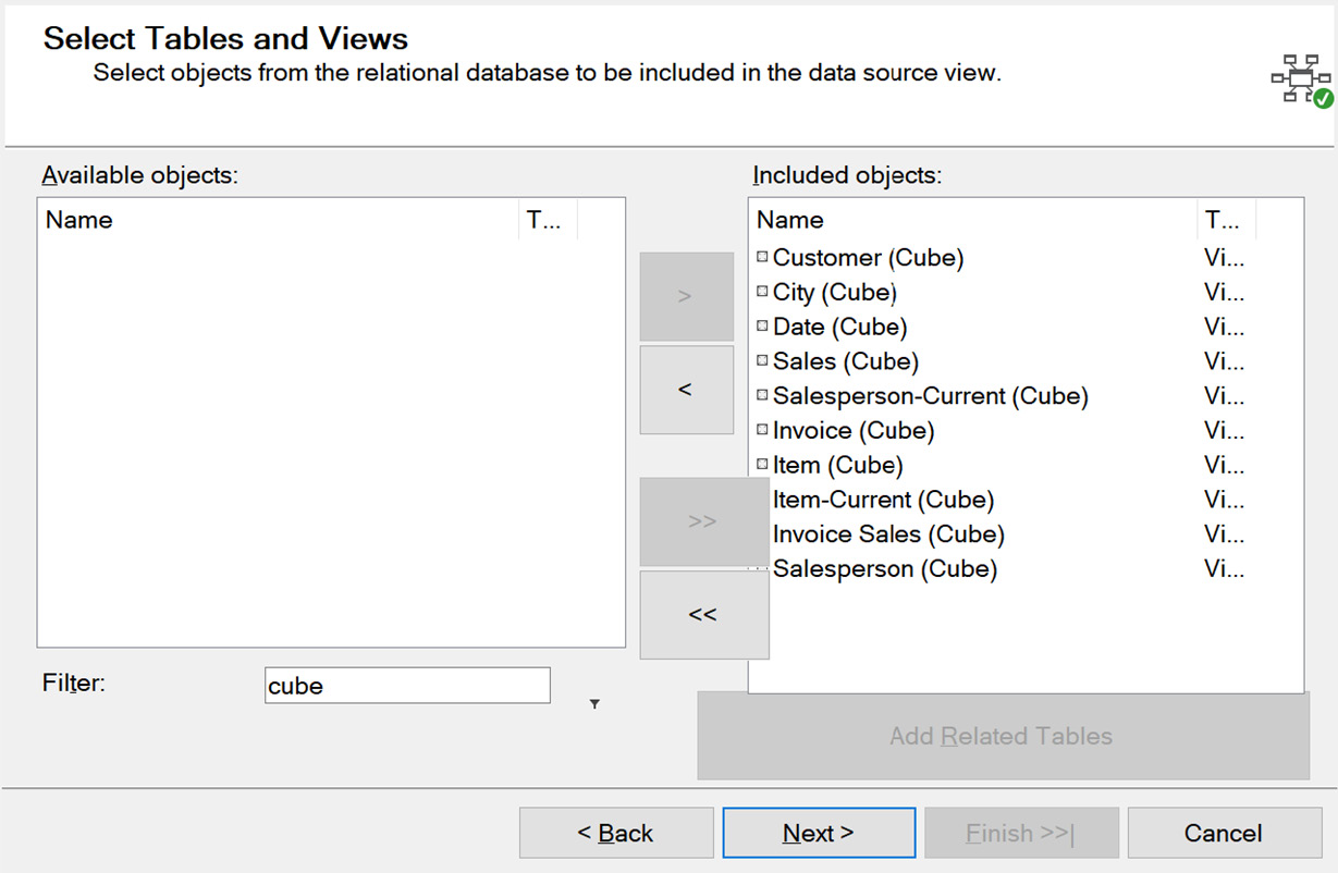 Figure 4.6 – Select Tables and Views window
